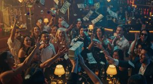 Robot image spraying money